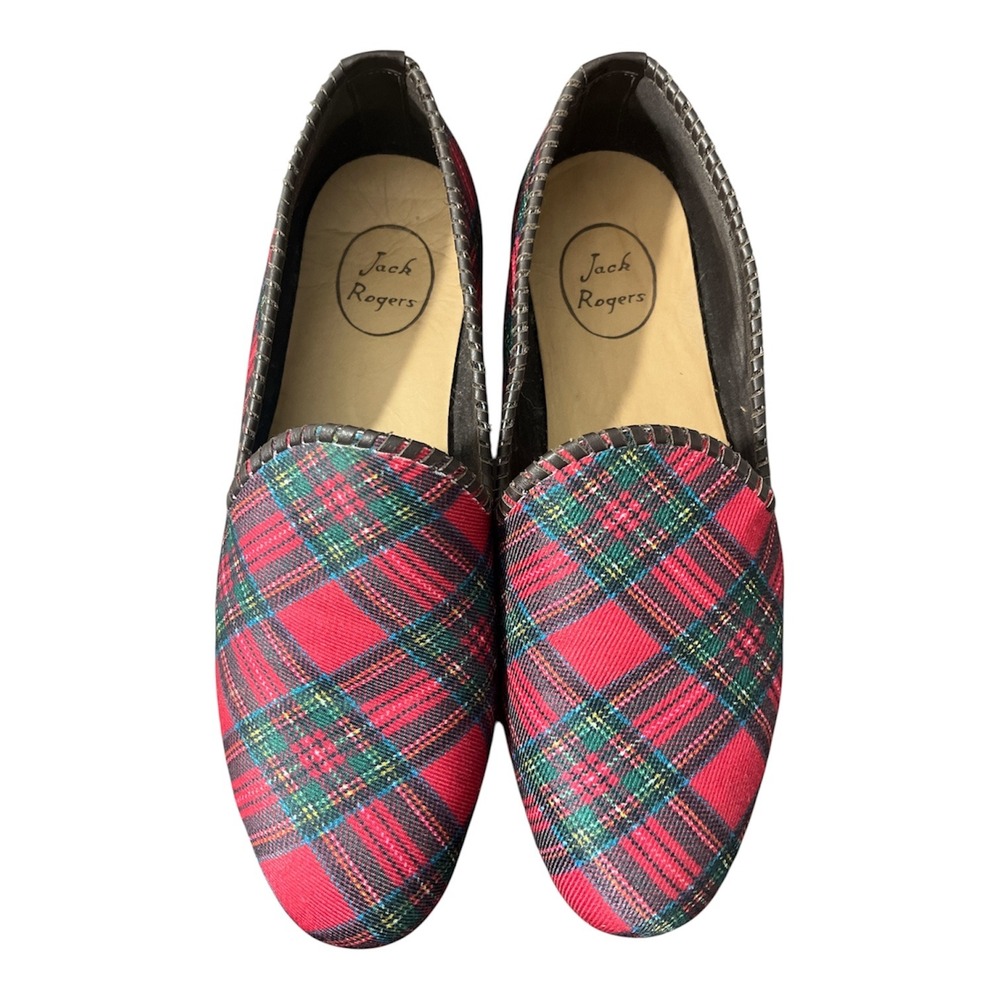 Jack Rogers Plaid Loafers Sz 10 Mens Red Tartan Preppy Slip On Shoes Christmas - Picture 2 of 10
